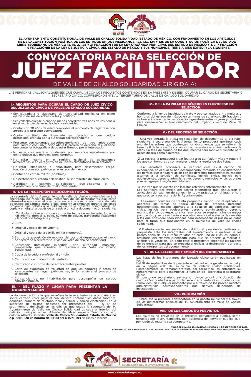 CONVOCATORIO PARA  SELECCIÓN DE JUEZ FACILITADOR